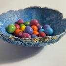 Painted paper mache paper clay bowl handmade bowl, Bon Bon dish Easter decor