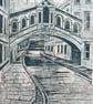 Bridge of Sighs Oxford - on grey William Morris - Image 2