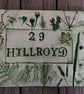 Door number or house name sign ceramic botanical nature flowers leaves impressed - Image 3