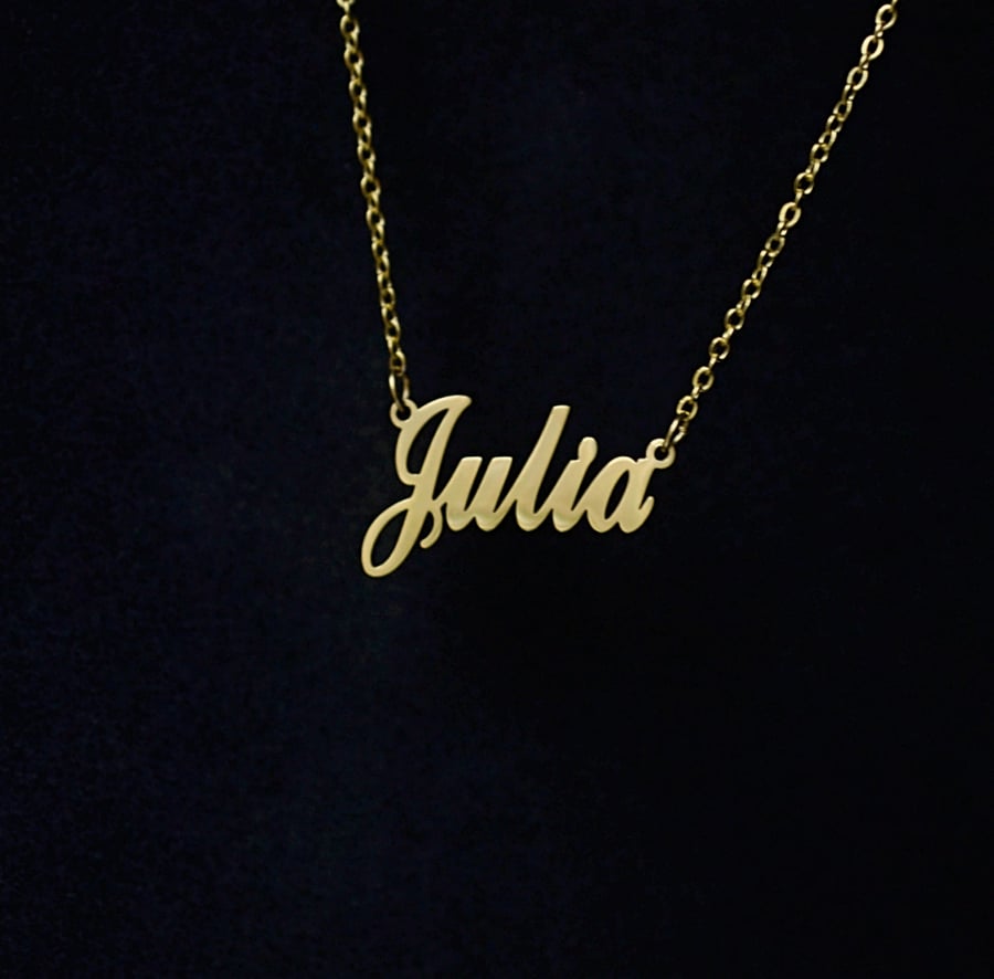 18k Gold plated Julia nameplate name pendant necklace,Julia name gift