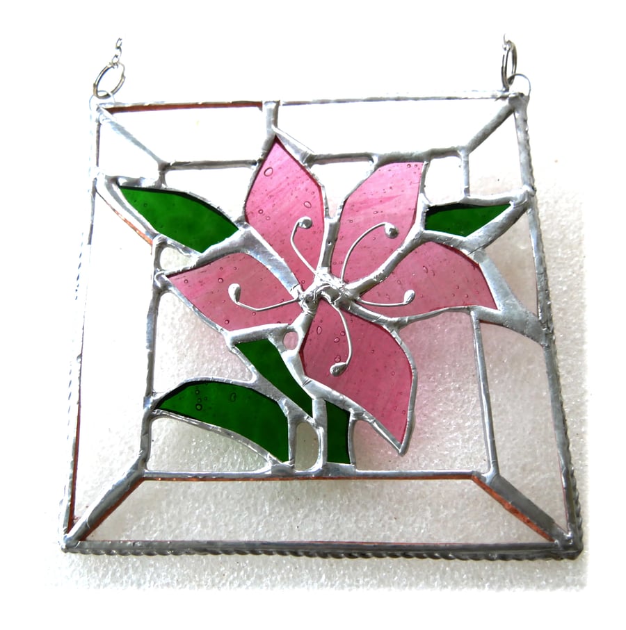 Lily Stained Glass Suncatcher Pink Framed 026 Flower