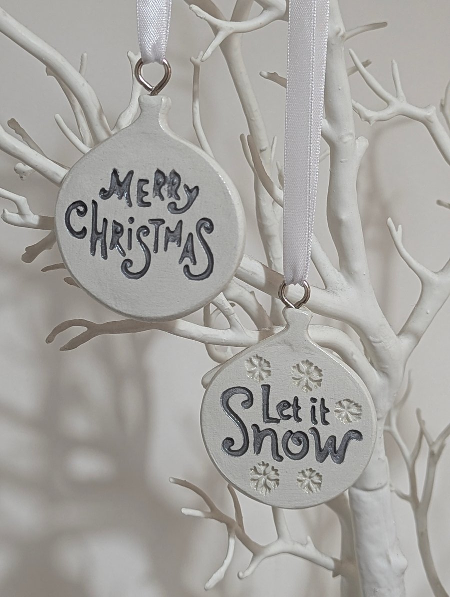 Clay Christmas bauble decorations, Christmas decor, tree decorations 