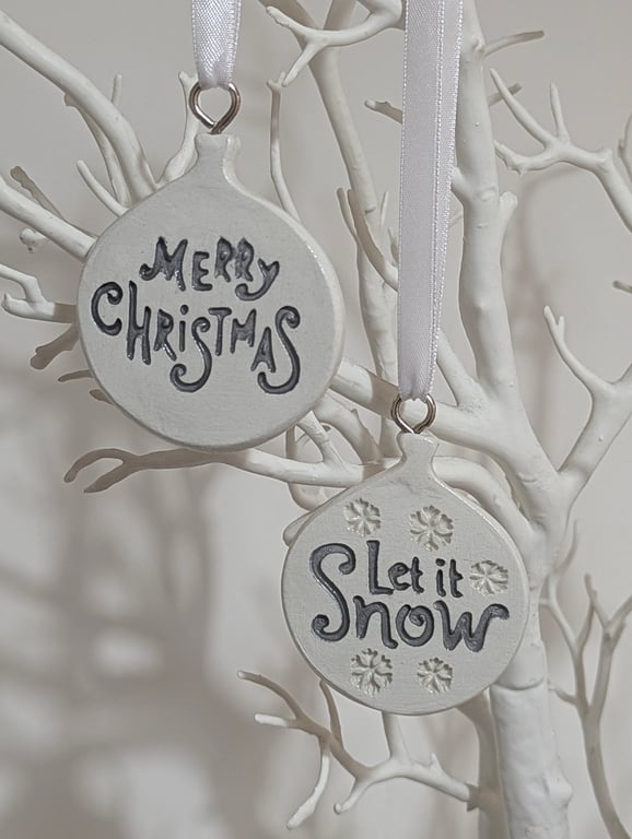 Clay Christmas bauble decorations, Christmas decor, tree decorations 