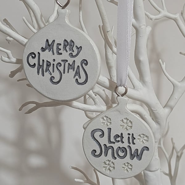 Clay Christmas bauble decorations, Christmas decor, tree decorations 