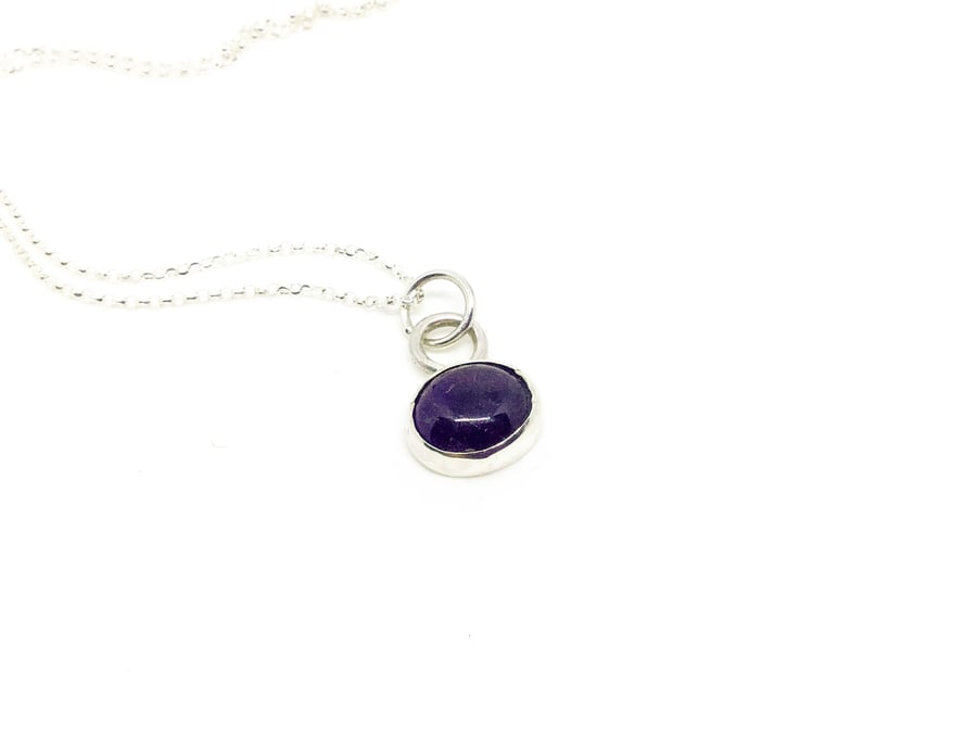 Amethyst Sterling Silver Handmade Pendant on Silver Chain.