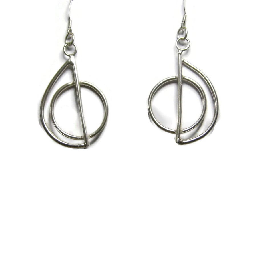 Handmade Geometric Sterling Silver Wire Earrings – Minimalist Style