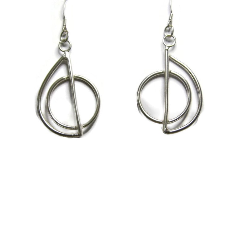 Handmade Geometric Sterling Silver Wire Earrings – Minimalist Style