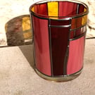Fire Fly Fun is a Stained Glass Effect Flower Vase with a HandLeaded Art Deco De
