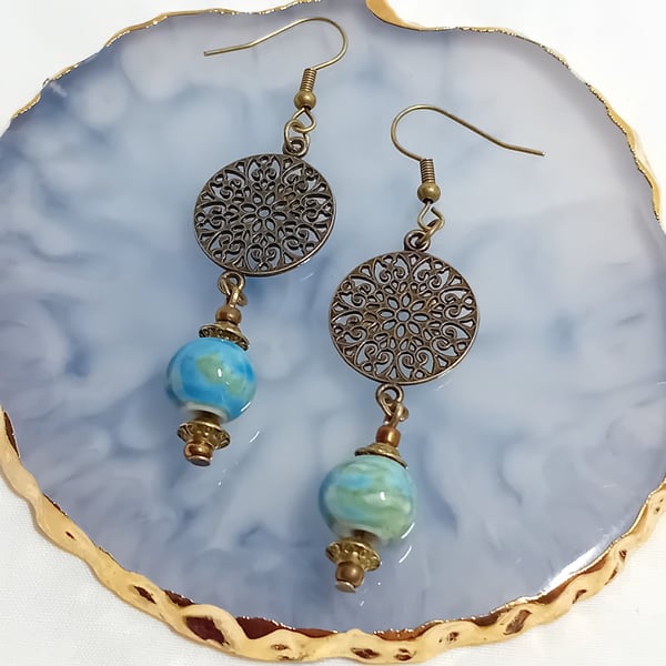 Ceramic & Bronze Earrings