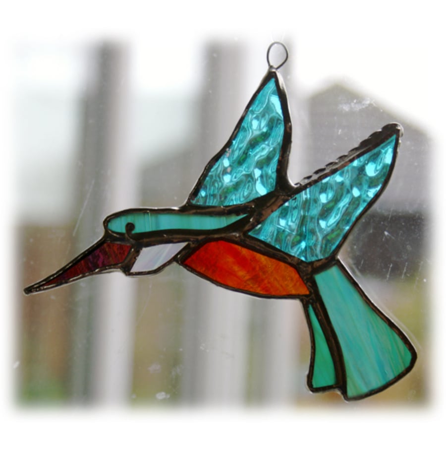 SOLD Kingfisher Suncatcher Stained Glass British Bird Handmade