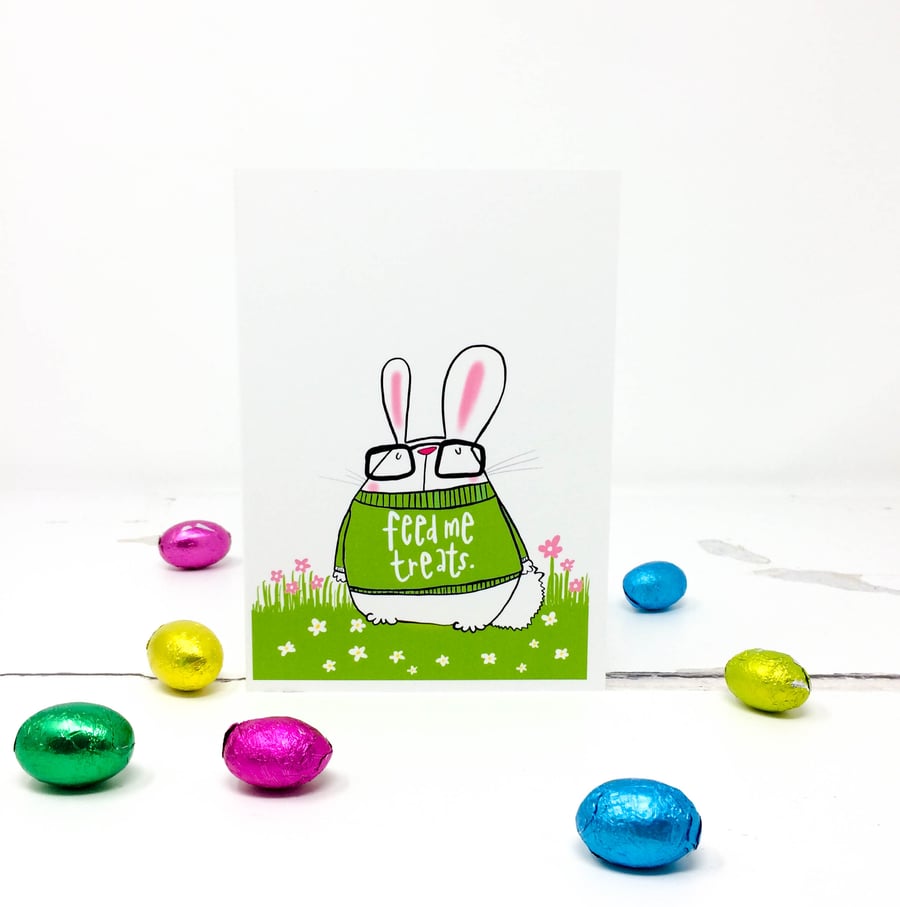 Feed Me treats Easter Bunny card