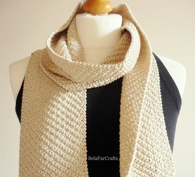 2nd wedding anniversary - Cotton gift for him - Knitted beige scarf