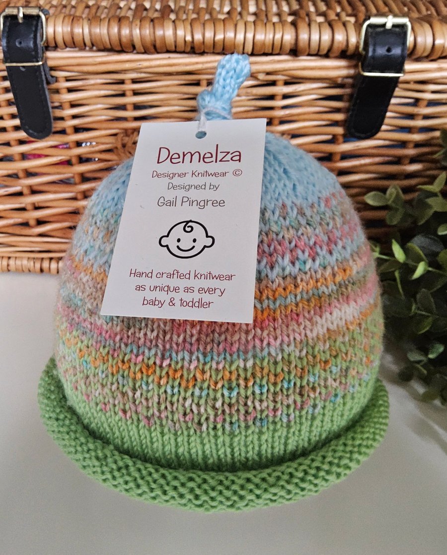 Baby Boys Knotted Fairisle Hand Knitted Pixie Hat 6-12 months size