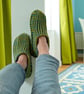 Lime & Blue Crochet Slipper Socks – Handmade Cosy Socks - Image 2
