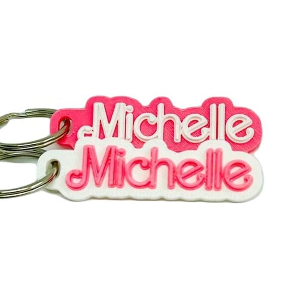 Barbie-inspired personalised keyrings