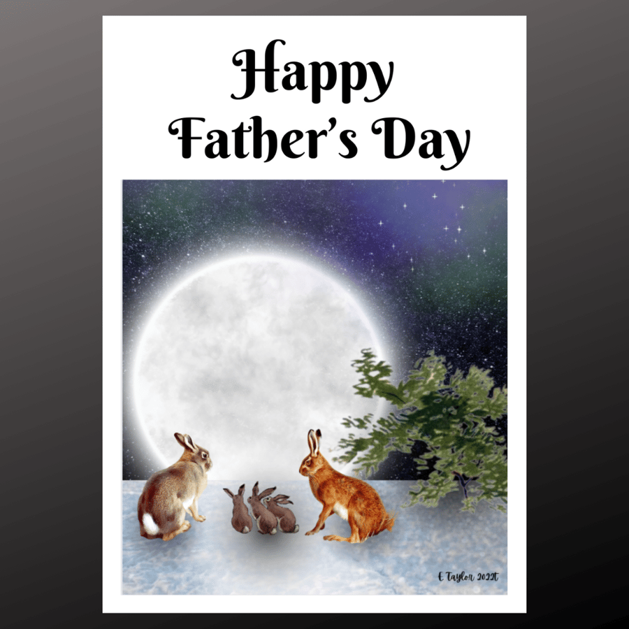 Happy Fathers Day Celestial Moon Gazing Hare Rabbit Moon Fantasy Art Pagan
