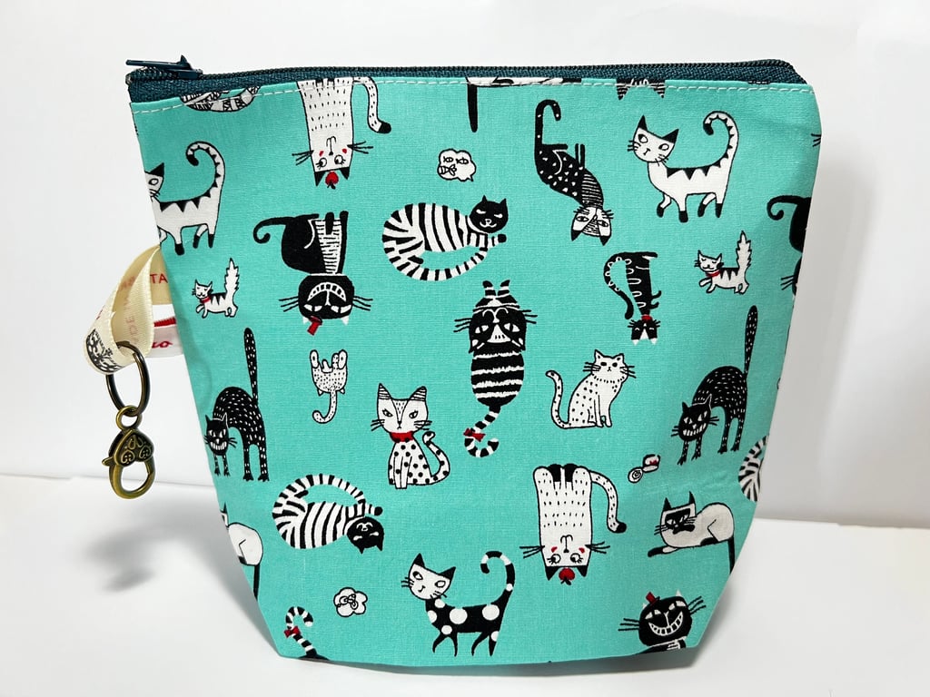 Blue Cat Knitting Project Bag