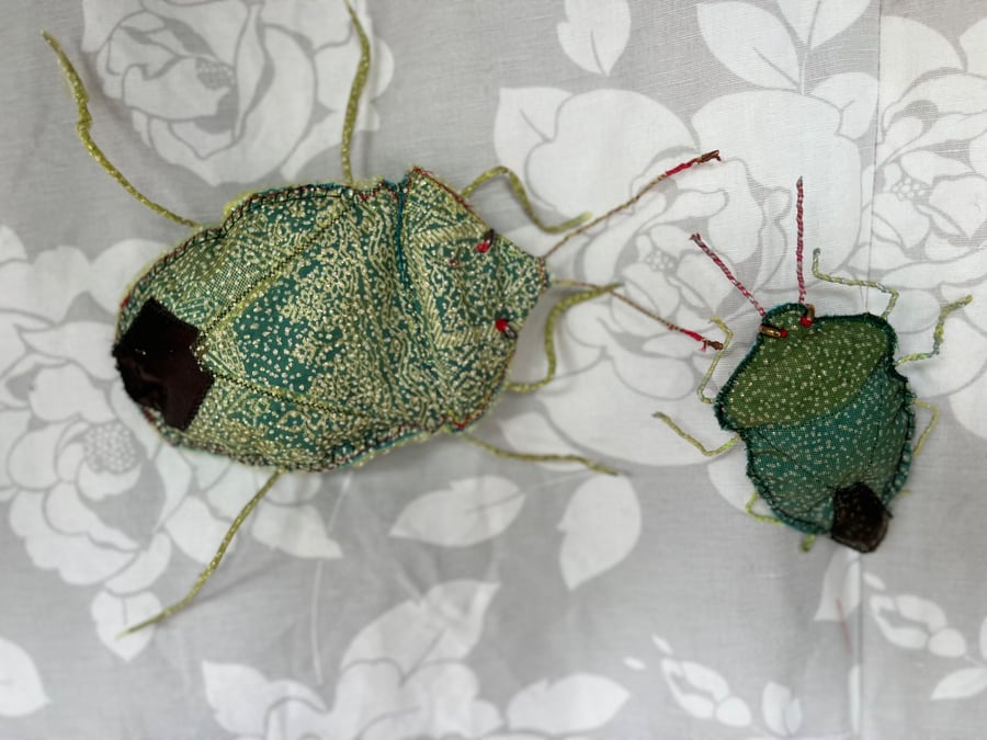 Green Shieldbug textile wall-sculpture 