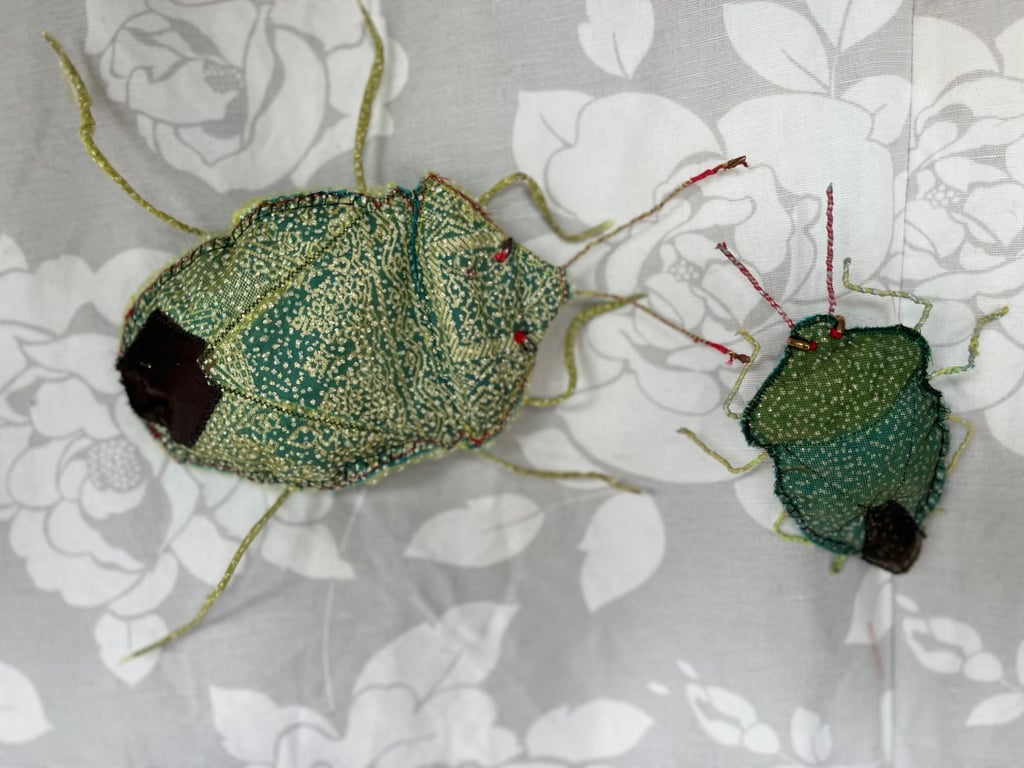Green Shieldbug textile wall-sculpture 