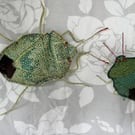 Green Shieldbug textile wall-sculpture 