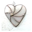 White Swirl Heart Stained Glass Suncatcher Handmade