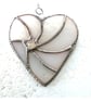 White Swirl Heart Stained Glass Suncatcher Handmade