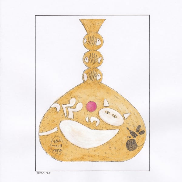 Happy Cat And Mouse Vase