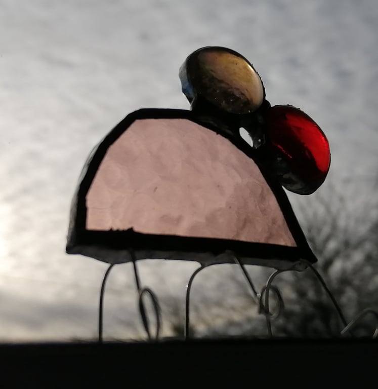 Stained Glass Bug  - pink, yellow and orange 