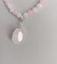 Pink rose quartz necklace with large faceted bead pendant - Image 6