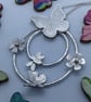 Sterling silver 'Butterflies, Bees and Flowers' pendant, Flower pendant, Bees