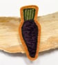 Purple carrot vegetable harvest brooch pin or badge. - Image 3