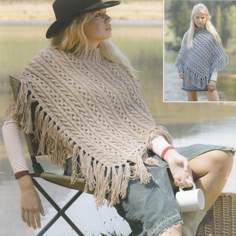 VINTAGE KNITTING PATTERN Ladies Donegal Poncho