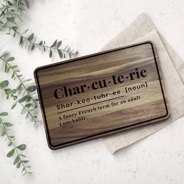 Funny Charcuterie Definition Serving Board: Adult Lunchable, Unique Kitchen Gift