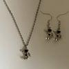 Silver astronaut earrings and necklace set