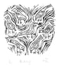 Pecking - lino cut print - SUPER SECONDS - Image 1