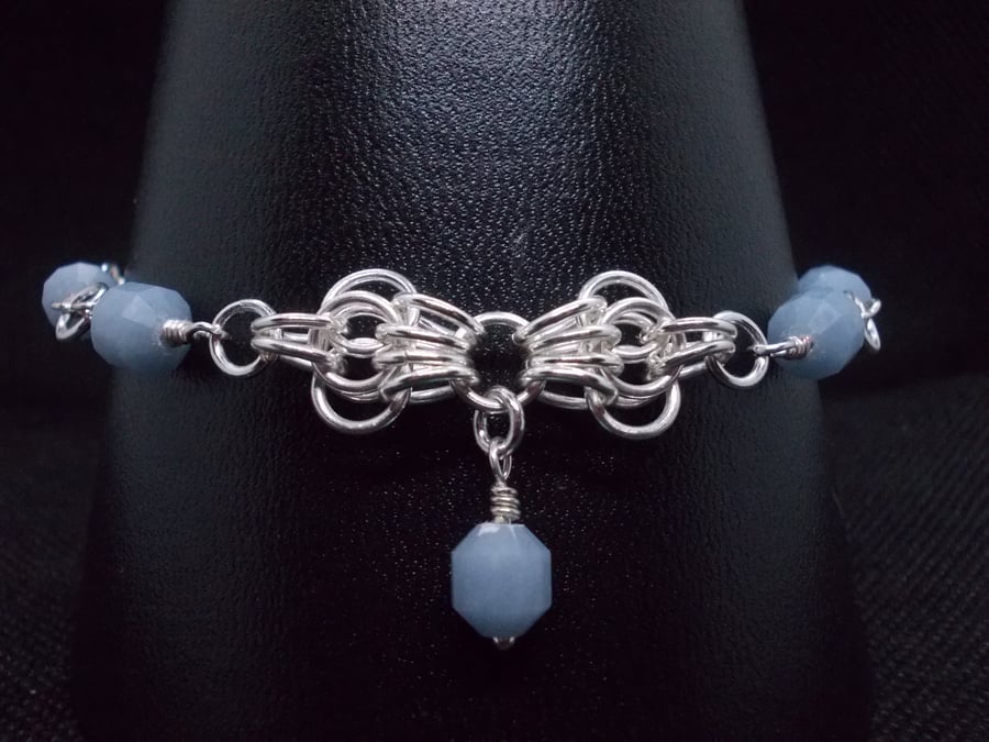 SALE - Butterfly chainmaille bracelet with Angelite