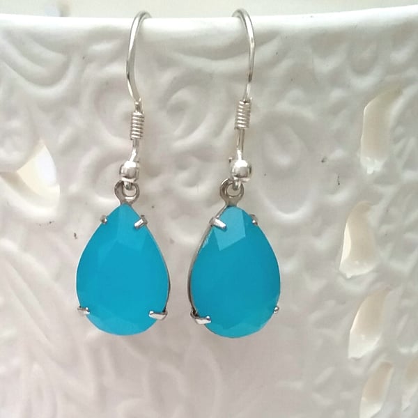 Pacific Blue Vintage Glass Earrings 