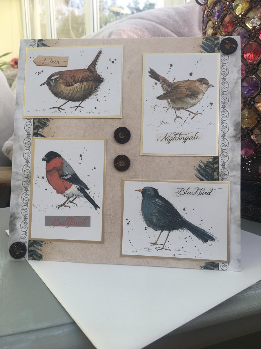 British garden birds greetings card. 