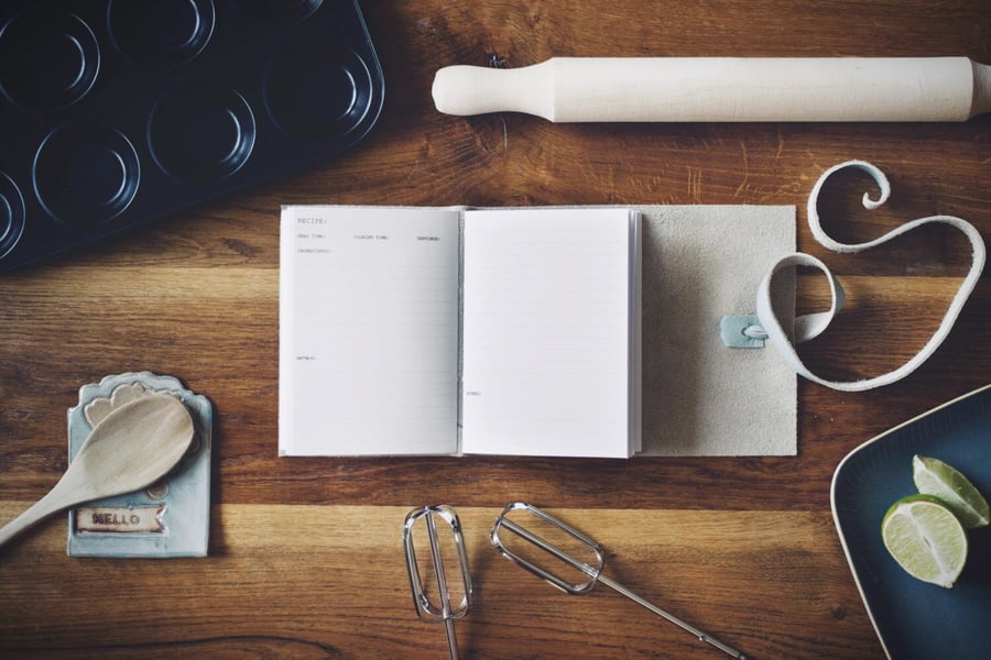 Recipe Book - Leather Wrap Journal - Hand-bound Cook Book - 6 x 4 - Custom - A6