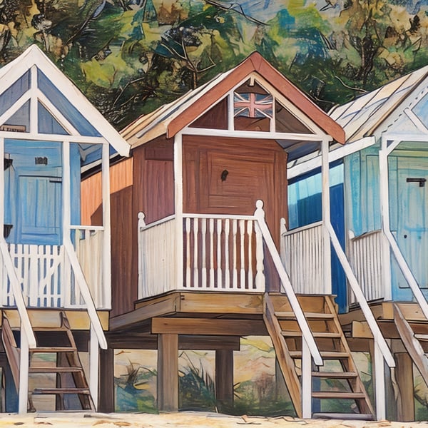 Beach Huts Wells-Next-Sea Norfolk Greeting Card A5 