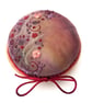 Pincushion. Hand Embroidered & Hand dyed Pin cushion on Oak Base  - Image 2