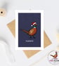 Husband Christmas Card - Pheasant Christmas Card - Hand Drawn Festive Card - Image 4