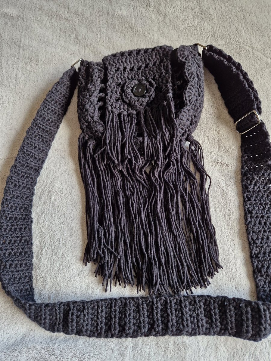 Black crochet shoulder bag