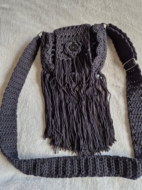 Black crochet shoulder bag