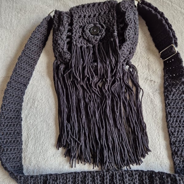 Black crochet shoulder bag