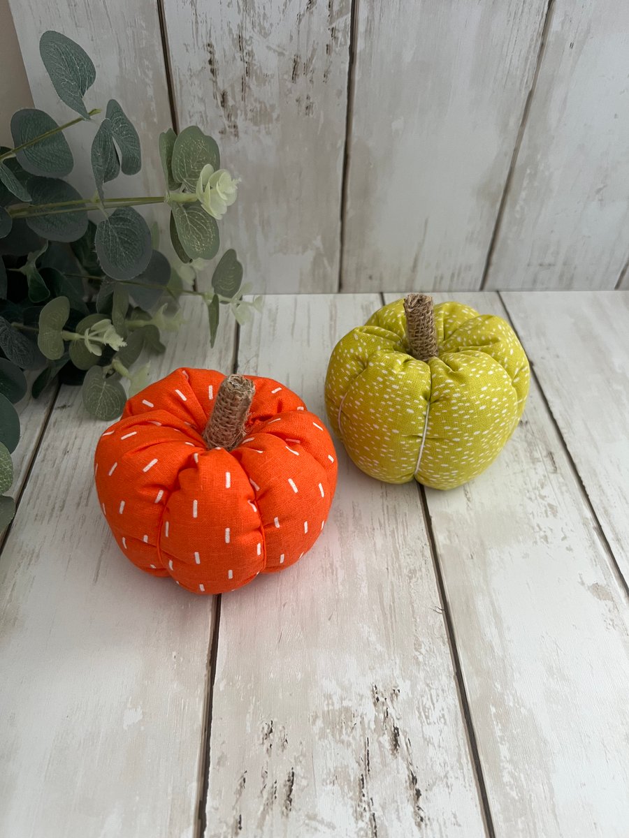 Fabric Pumpkins: Pair of Small Pumpkin Decorations, Autumn Decor, Halloween