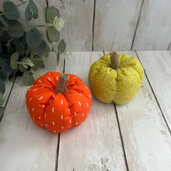 Fabric Pumpkins: Pair of Small Pumpkin Decorations, Autumn Decor, Halloween