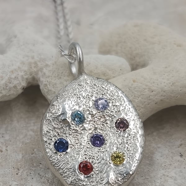 Vibrant Elegance: Multicoloured Cubic Zirconia Sterling Silver Pendant