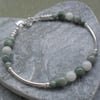 Burmese Jadeite Bracelet Sterling Silver Stacker Bracelet