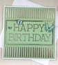 Mint and silver text Happy Birthday card - Image 1